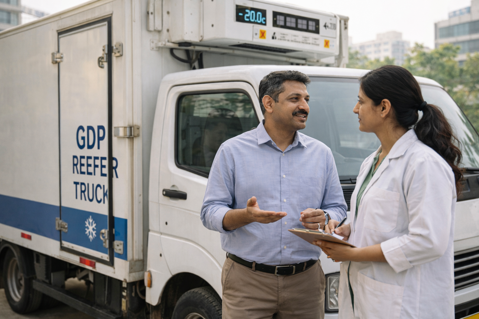 clinical supply chain using refrigerated truck